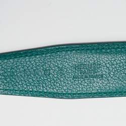 Hermes Malachite/Bleu Marine Evercolor and Box Leather Collier De Chien Reversible Belt 100 CM