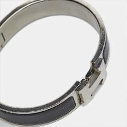 Hermes Clic H Black Enamel Palladium Plated Bracelet