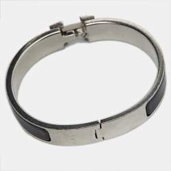 Hermes Clic H Black Enamel Palladium Plated Bracelet