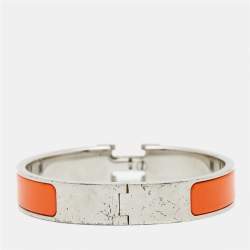Hermes Clic H Orange Enamel Palladium Plated Bracelet