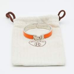Hermes Clic H Orange Enamel Palladium Plated Bracelet