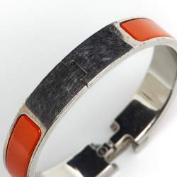 Hermes Clic H Orange Enamel Palladium Plated Bracelet