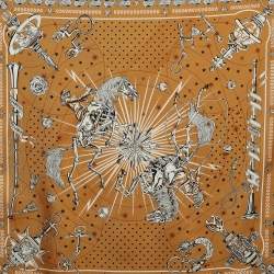Pre Owned Hermès Beige Silk Twill Chorus Stellarum Bandana 