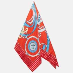 Hermès Red Silk La Promenade Du Matin Giant Pointe Triangle Scarf