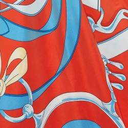 Hermès Red Silk La Promenade Du Matin Giant Pointe Triangle Scarf
