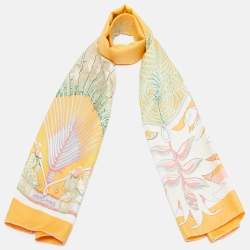 Pre Owned Hermès Orange Silk Twill Aloha Rectangle Stole