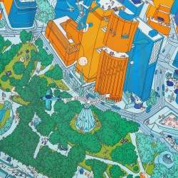 Pre Owned Hermès Orange/Green Printed Silk Battery Park Scarf