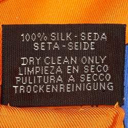 Pre Owned Hermès Orange/Green Printed Silk Battery Park Scarf