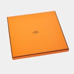 Pre Owned Hermès Orange/Green Printed Silk Battery Park Scarf