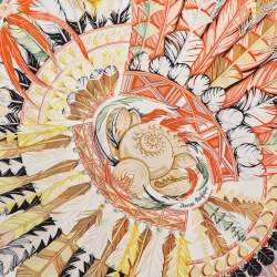 Pre Owned Hermès Orange Printed Silk Danse Pacifique Square Scarf