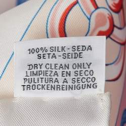 Pre Owned Hermès Cream/Rose Printed Silk Double Face Passades Et Serpent Scarf