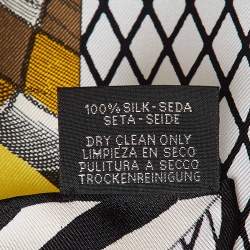 Pre Owned Hermès Yellow/Black Printed Silk Grand Theatre Nouveau Scarf