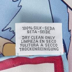 Pre Owned Hermès Blue/Pink Printed Silk Double Face BNIB Wow Scarf