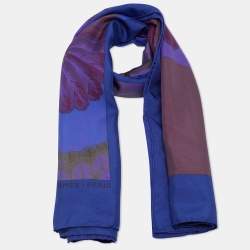 Hermès Purple Brazilian Surteint Dip Dye Silk Shawl
