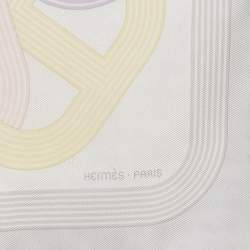 Hermes White Printed Circuit Handkerchief 