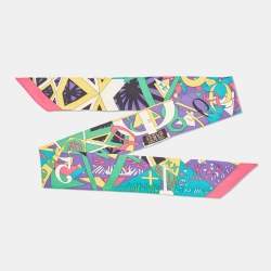 Hermès Multicolor Printed Silk Le Nombre d'Or Silk Twilly 