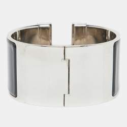 Hermès Clic Clac H Enamel Palladium Plated Extra Wide Bracelet