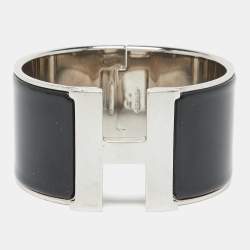 Hermès Clic Clac H Enamel Palladium Plated Extra Wide Bracelet