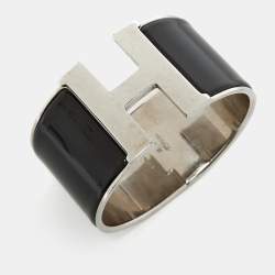 Hermès Clic Clac H Enamel Palladium Plated Extra Wide Bracelet