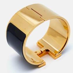Hermès Clic Clac H Enamel Gold Plated Extra Wide Bracelet