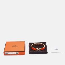 Hermès Clic H Orange Enamel Gold Plated Bracelet