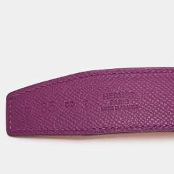 Hermes Anemone/Capucine Epsom and Swift Leather Enamel Quizz H Buckle Belt 85 CM
