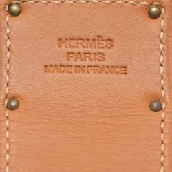 Pre Owned Hermes Grey Leather Rose Gold Plated Kelly Dog Cuff Bracelet