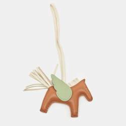 Hermes Gold/Craie/Vert Criquet Milo Leather GriGri Rodeo Pegase Bag Charm PM