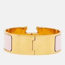 Hermès Clic Clac H Enamel Gold Plated Bracelet 