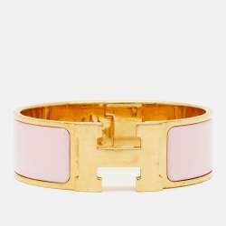 Hermès Clic Clac H Enamel Gold Plated Bracelet 