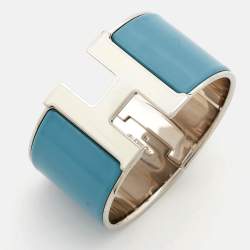 Hermès  Clic Clac H  Enamel Palladium Plated Extra Wide Bracelet