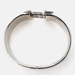 Hermès  Clic Clac H  Enamel Palladium Plated Extra Wide Bracelet