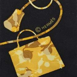 Hermès Black Handbag Printed Silk Twilly