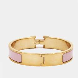 Pre Owned Hermès Clic H Enamel Gold Plated Bracelet