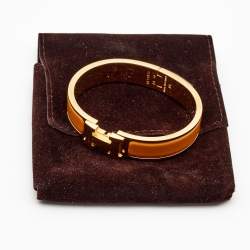 مملوكة مسبقًا Hermès Clic H Yellow Enamel Gold Plated Bracelet