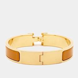 مملوكة مسبقًا Hermès Clic H Yellow Enamel Gold Plated Bracelet