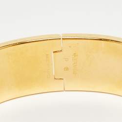 Pre Owned Hermes Clic Clac H Burgandy Gold Plated Bracelet