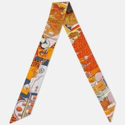 مملوكة مسبقًا Hermès Orange Animapolis Silk Twilly Scarf