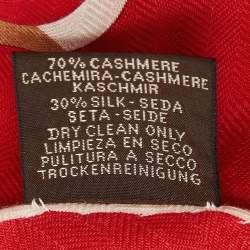 Hermès Red Printed Cashmere Blend Bouclerie Moderne en Casaques Giant Triangle Scarf