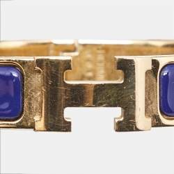Hermès Clic H Navy Blue Enamel Gold Plated Bracelet