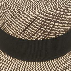 Pre Owned Hermès Beige/Black Straw Anouk Panama Hat