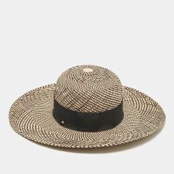 Pre Owned Hermès Beige/Black Straw Anouk Panama Hat