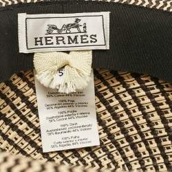 Pre Owned Hermès Beige/Black Straw Anouk Panama Hat
