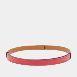 Hermes Rose Extreme Epsom Leather Gold Tone Finish Kelly 18 Adjustable Belt