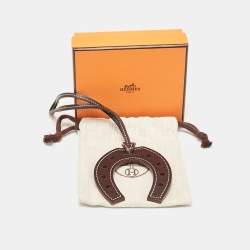 Pre Owned Hermès Rouge Sellier/Marron Fonce Evercolor Leather Paddock Fer a Cheval Bag Charm