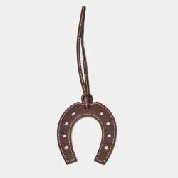 Pre Owned Hermès Rouge Sellier/Marron Fonce Evercolor Leather Paddock Fer a Cheval Bag Charm