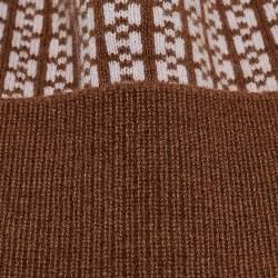 Hermes Brown H Jacquard Cashmere Beanie 