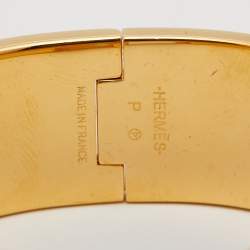Pre Owned Hermès Clic Clac H Burgandy Enamel Gold Plated Bracelet