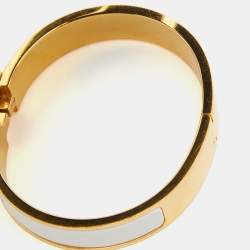Hermes Clic H  White Enamel Gold Plated Bracelet