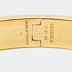 Hermes Clic H  White Enamel Gold Plated Bracelet